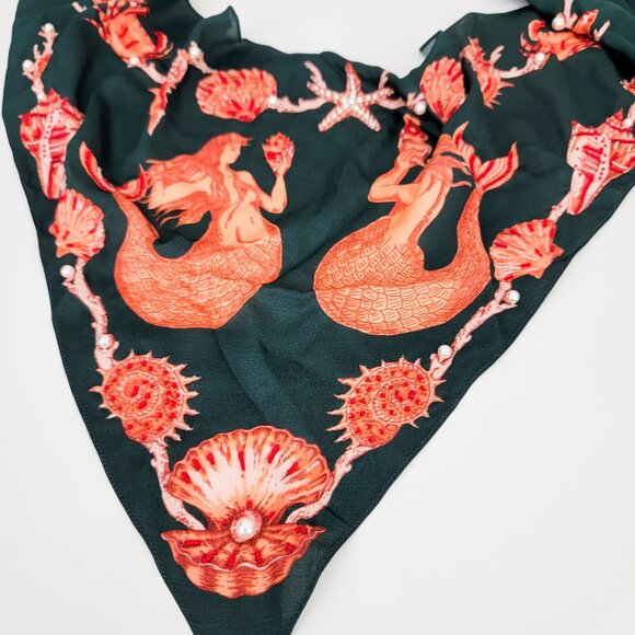Clio Peppiatt - + The Vanguard Mermaid Embellished Printed Crepe De Chine Scarf - Picture 6 of 9